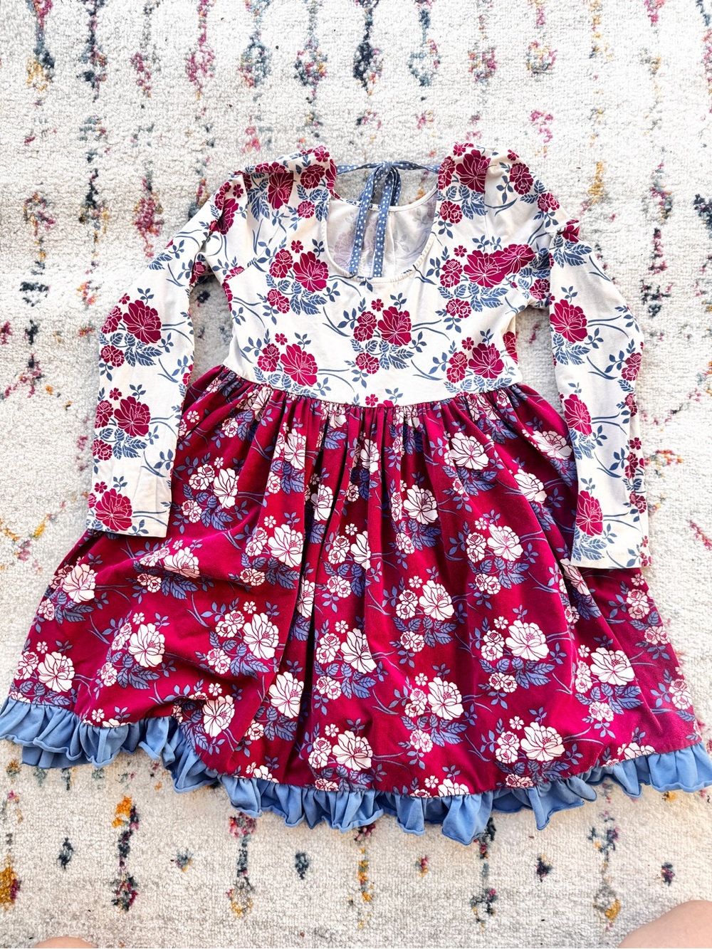 Wildflowers Pink & Cream Floral Ruffle-Hem Casual Dress